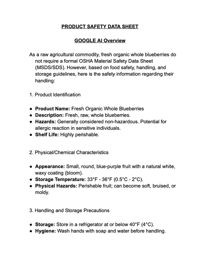 Product Safety Data Sheet (first page preview)